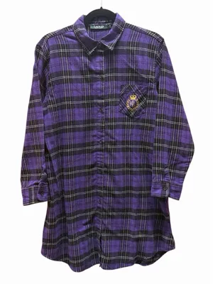 Lauren Ralph Lauren Nightgown Womens Large Plaid Flannel Crest Sleepshirt thumbnail 1
