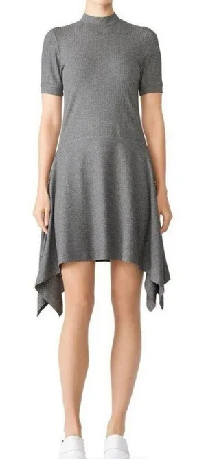 Anthropologie Women Small Susana Monaco Grey Ribbed Mini Dress Fall Chic thumbnail 1