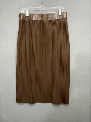 Marc New York Size M Brown Pleated Faux Leather Midi Skirt thumbnail 2