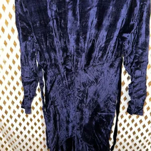 Lola P. Midnight indigo velvet vintage gown flared bottom formal dress prom wedd thumbnail 4