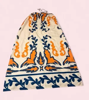 SHEIN Cream Maxi dress with Orange & Navy Floral Print thumbnail 1