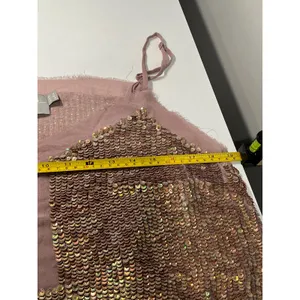 Sparkling ASOS Sequin Cami Top Pink Mauve V Neck Spaghetti‎ Strap Women size 8 thumbnail 7