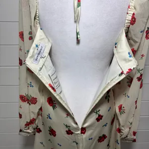 Weworewhat‎ Red Floral Satin Puff Sleeve Mini Dress Size 8 thumbnail 9