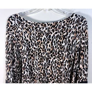 White‎ House Black Market Leopard Print Sweater XL Faux Leather Elbow Patches thumbnail 6