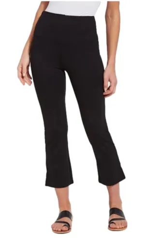 Lysse black stretch dress cropped pants with small side ankle slit hem - S thumbnail 1