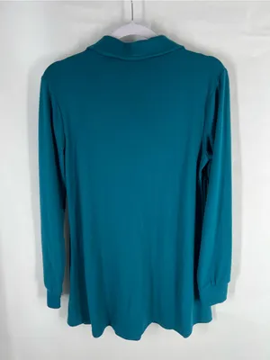 Valolia Teal Zipper Lapel Swing Tunic Top Size M NWT thumbnail 12