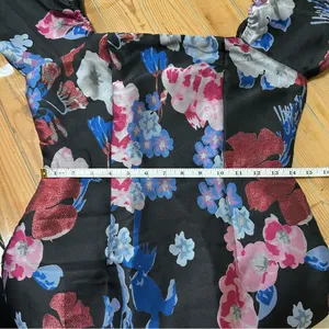 Lulus So Stunning Black Multi Floral Jacquard Puff Sleeve Mini Dress thumbnail 3