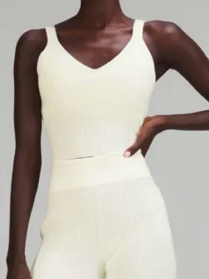 Lululemon Ribbed Knit Cropped Tank Top Lemon Sorbet NWT attached Size 12 thumbnail 1
