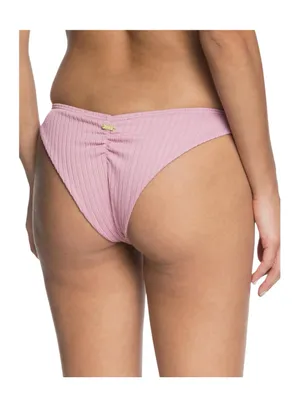 new Roxy ☀︎︎ Stay Golden Textured Ruched Mini Bikini Bottom ☀︎︎Lilac Pink ☀︎︎ S thumbnail 4