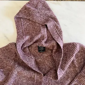 Abercrombie Fitch Women's Hooded Cardigan Sweater‎ Mauve Speckled Knit Size S thumbnail 2