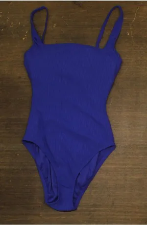 NEW Bleu by Rod Beattie Women Ribbed One Piece Swimsuit Royal Blue 6 thumbnail 1