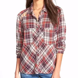 Free People Stitch Detail Plaid Boho Western Snap Shirt in Ash Combo Size Medium thumbnail 14