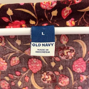 Old Navy Floral Babydoll Dress Large Red Pink Boho Cottagecore Mini thumbnail 2