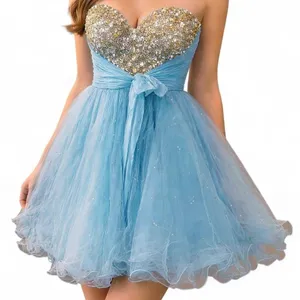 Sherri Hill Strapless Tulle Prom‎ Dress Light Blue 6 Sequin Sweetheart Formal thumbnail 1