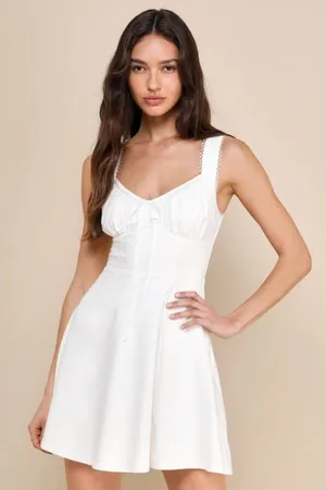NWOT Lulus Exceptionally Loved White Bustier Skater Mini Dress Engagement Size S thumbnail 1
