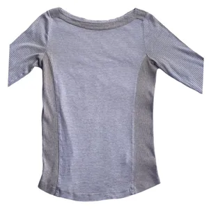 LL Bean Boat Neck Beige Stripe Three Quater Sleeve Top thumbnail 7