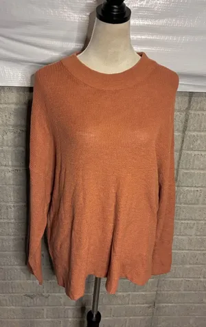 FP Beach Free People Oversized Knit Sweater Burnt Orange Drop Shoulder Small thumbnail 1