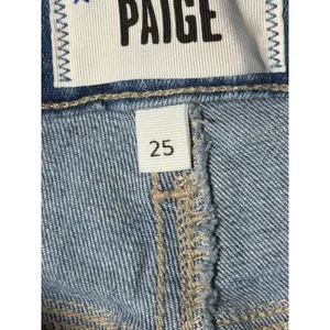 Paige Womens Size‎ 25 High Rise Slim Straight Raw Hem Blue Denim Jeans thumbnail 4
