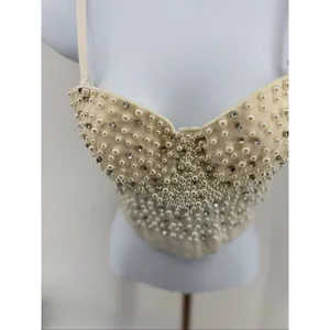 Windsor Pearl Rhinestone Bustier Corset Top XS Beaded Structured Party Top thumbnail 6