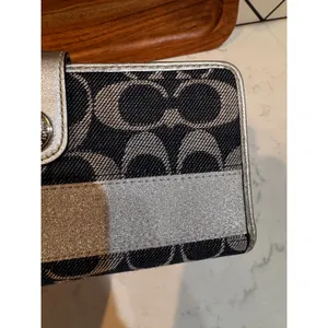 Coach Signature Accordion Zip Bifold Wallet jacquard monogram canvas leather VTG thumbnail 8