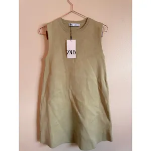 Zara Knit Mini Dress Women Small Sage Green A-Line Sleeveless Crew Neck 5536/053 thumbnail 3