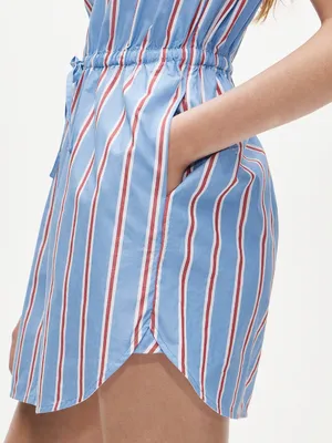 J.Crew Sleeveless Shirtdress Womens 8 Blue Red Striped NWT CW436 Drawstring thumbnail 3