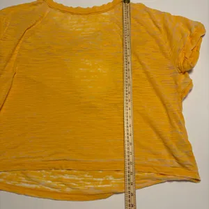 Free People T-Shirt Womens Medium Yellow Open Back Burnout Slub Knit Tee thumbnail 4