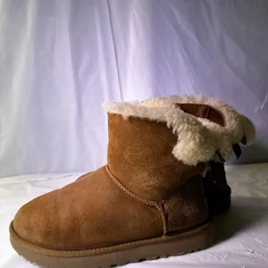 UGG Tan Shearling Boots with Bow thumbnail 7