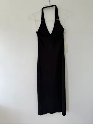 NWT Wilfred Aritizia Temperature Halter Midi Dress in Black Size Small thumbnail 9