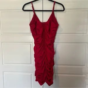Windsor Women's‎ Red Ruched Mini Dress Size Small V-Neck thumbnail 5