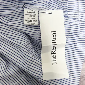 Saylor Blue White Stripe Zerina Plunging V Neck Puff Short Sleeve Mini Dress S thumbnail 9