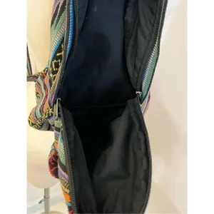 Boho Striped Hemp Mini Festival Backpack Blue thumbnail 2