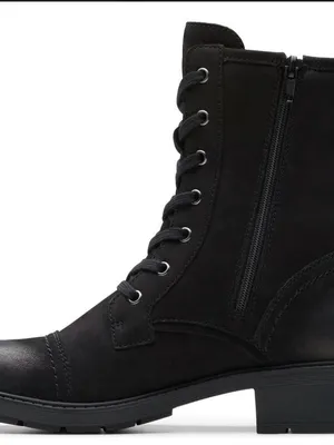 Clarks Black Lace-Up Women's Combat Boots thumbnail 3