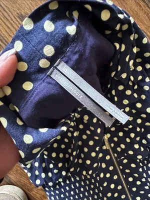 Anthropologie Tommie Cap sleeve Navy and Yellow Polka Dot Zip-Front Mini Dress thumbnail 7