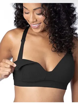 Kindred Bravely Medium NEW Ribbed Signature Nursing Maternity Bra Black thumbnail 1