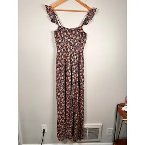 Lulus the way to love Maxi Dress Womens XS Navy Blue Floral Ruffle NJD0391 thumbnail 5