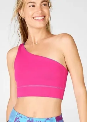 FABLETICS One-Shoulder Pink and Blue reversible Crop Top thumbnail 1