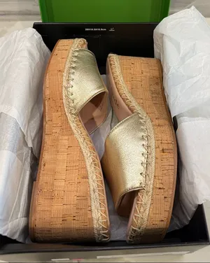 Kate Spade Cosette Gold Platform Sandals Metallic Napa / cork thumbnail 1