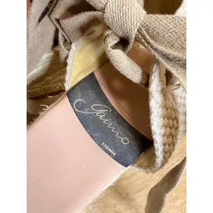 Gaimo Tan Suede Espadrille Wedges Ribbon Ankle Tie Made in Spain EU 37 thumbnail 3