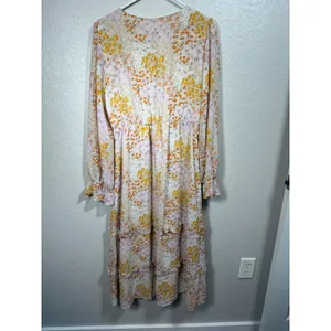 June & Hudson Floral Ruffle Trim Tiered Midi Dress Womens thumbnail 2