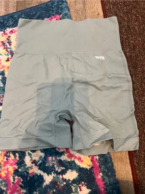 White Fox Ribbed High-Waist Bike Shorts in Sage thumbnail 5