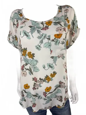 Maurices Floral Print Short Sleeve Blouse - Size M thumbnail 1