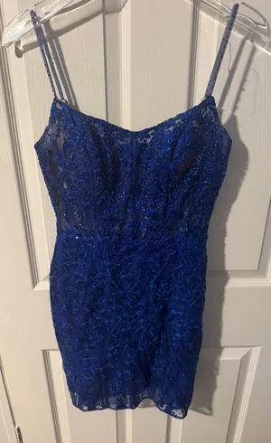 Blue Sherri Hill Dress Homecoming Royal Blue thumbnail 1