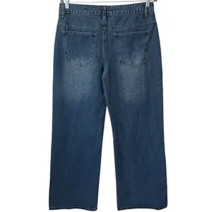 NEW Edikted Mid Rise Wide Leg Distressed Jeans‎ Color Indigo Blue Raw Washed M thumbnail 5