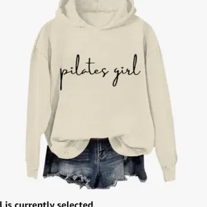 “Pilates Girl” Cream Hoodie Sweatshirt - Comfortable Women's Top | Size Large thumbnail 1