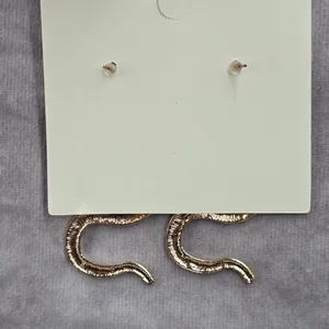 Gold Snake Texture Earrings Stud Fashion Statement Boho Fashion Dangle Jewelry‎ thumbnail 3