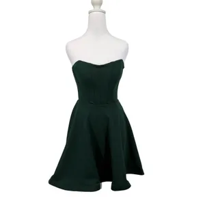 B. Darlin Forest Green Strapless Corset Bodice Skater Dress 4XGY330 Size 1/2‎ thumbnail 4