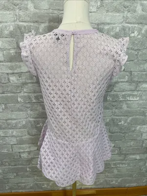 Banana Republic Lavender Lace Peplum Top thumbnail 3