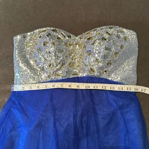 Women’s Blue Full Length Sparkly Tulle & Sequined Prom Party Dress Size L NWT thumbnail 9