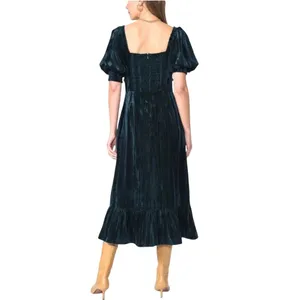 Adelyn Rae Whimsigoth Green Velvet Smocked Babydoll Midi Dress Size S Cottage thumbnail 8